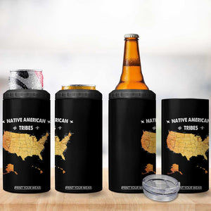 Native American Tribes 4 in 1 Can Cooler Tumbler Vintage Native American Map US History TS11 Print Your Wear