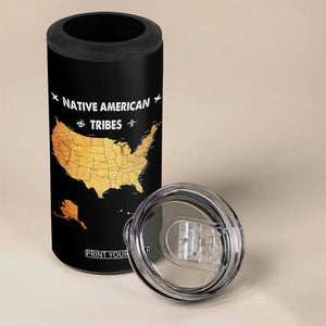 Native American Tribes 4 in 1 Can Cooler Tumbler Vintage Native American Map US History TS11 Print Your Wear