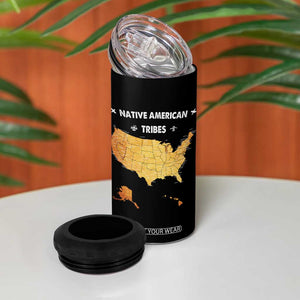 Native American Tribes 4 in 1 Can Cooler Tumbler Vintage Native American Map US History TS11 Print Your Wear
