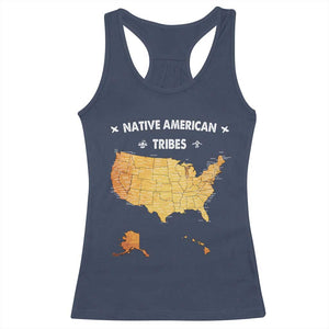 Native American Tribes Racerback Tank Top Vintage Native American Map US History TS11 Navy Print Your Wear