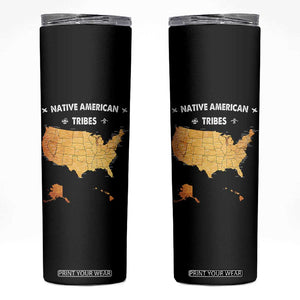 Native American Tribes Skinny Tumbler Vintage Native American Map US History TS11 Black Print Your Wear