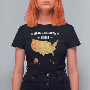 Native American Tribes T Shirt For Women Vintage Native American Map US History TS11 Black Print Your Wear
