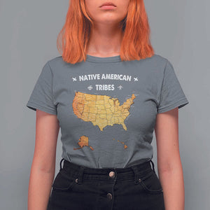 Native American Tribes T Shirt For Women Vintage Native American Map US History TS11 Charcoal Print Your Wear