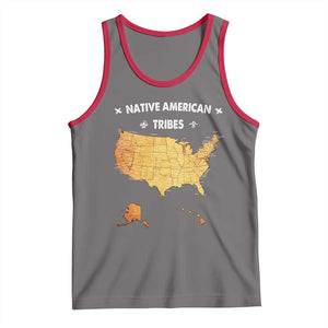 Native American Tribes Tank Top Vintage Native American Map US History TS11 Deep Heather Red Print Your Wear