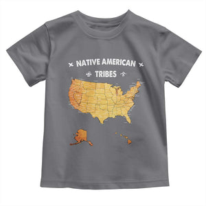 Native American Tribes Toddler T Shirt Vintage Native American Map US History TS11 Charcoal Print Your Wear
