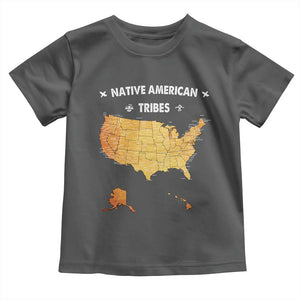 Native American Tribes Toddler T Shirt Vintage Native American Map US History TS11 Dark Heather Print Your Wear