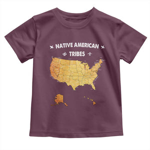 Native American Tribes Toddler T Shirt Vintage Native American Map US History TS11 Maroon Print Your Wear