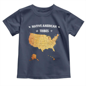 Native American Tribes Toddler T Shirt Vintage Native American Map US History TS11 Navy Print Your Wear