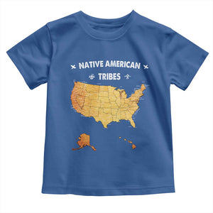 Native American Tribes Toddler T Shirt Vintage Native American Map US History TS11 Royal Blue Print Your Wear