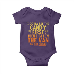 Funny I Gotta See The Candy First Then I Get In The Van I Am Not Stupid Baby Onesie Creepy Adult TS11 Purple Print Your Wear