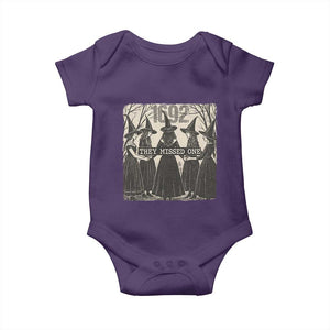 1692 They Missed One Baby Onesie Halloween Feminist Witch Trials TS11 Purple Print Your Wear