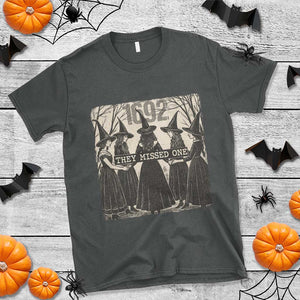 1692 They Missed One T Shirt Halloween Feminist Witch Trials TS11 Dark Heather Print Your Wear