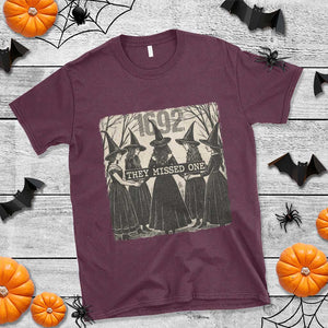 1692 They Missed One T Shirt Halloween Feminist Witch Trials TS11 Maroon Print Your Wear