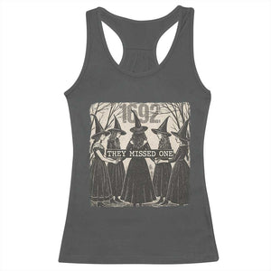 1692 They Missed One Racerback Tank Top Halloween Feminist Witch Trials TS11 Dark Heather Print Your Wear