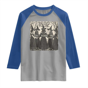 1692 They Missed One Raglan Shirt Halloween Feminist Witch Trials TS11 Sport Gray Royal Print Your Wear