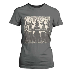 1692 They Missed One T Shirt For Women Halloween Feminist Witch Trials TS11 Dark Heather Print Your Wear