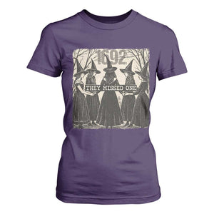 1692 They Missed One T Shirt For Women Halloween Feminist Witch Trials TS11 Purple Print Your Wear
