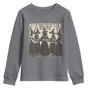 1692 They Missed One Youth Sweatshirt Halloween Feminist Witch Trials TS11 Charcoal Print Your Wear