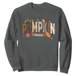 Pumpkin Season Sweatshirt Fall Autumn Harvest Season Thanksgiving TS11 Dark Heather Print Your Wear