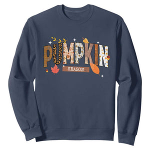 Pumpkin Season Sweatshirt Fall Autumn Harvest Season Thanksgiving TS11 Navy Print Your Wear