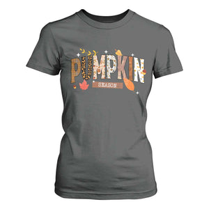 Pumpkin Season T Shirt For Women Fall Autumn Harvest Season Thanksgiving TS11 Dark Heather Print Your Wear