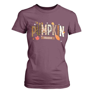 Pumpkin Season T Shirt For Women Fall Autumn Harvest Season Thanksgiving TS11 Maroon Print Your Wear