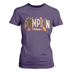 Pumpkin Season T Shirt For Women Fall Autumn Harvest Season Thanksgiving TS11 Purple Print Your Wear