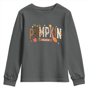 Pumpkin Season Youth Sweatshirt Fall Autumn Harvest Season Thanksgiving TS11 Dark Heather Print Your Wear