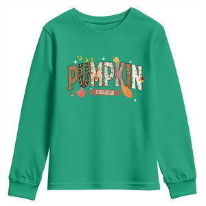 Pumpkin Season Youth Sweatshirt Fall Autumn Harvest Season Thanksgiving TS11 Irish Green Print Your Wear