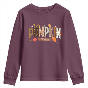 Pumpkin Season Youth Sweatshirt Fall Autumn Harvest Season Thanksgiving TS11 Maroon Print Your Wear