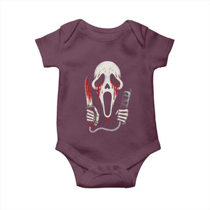 Funny Halloween Scary Face Ghost Baby Onesie Horror Slasher Bloody Knife TS11 Maroon Print Your Wear