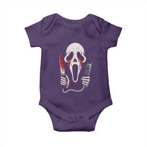 Funny Halloween Scary Face Ghost Baby Onesie Horror Slasher Bloody Knife TS11 Purple Print Your Wear