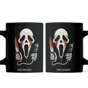 Funny Halloween Scary Face Ghost Coffee Mug Horror Slasher Bloody Knife TS11 Black Print Your Wear