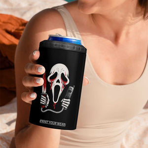 Funny Halloween Scary Face Ghost 4 in 1 Can Cooler Tumbler Horror Slasher Bloody Knife TS11 Print Your Wear