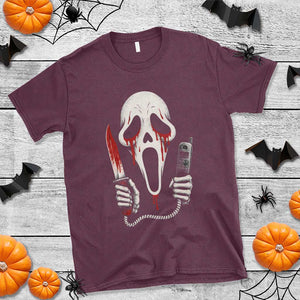 Funny Halloween Scary Face Ghost T Shirt Horror Slasher Bloody Knife TS11 Maroon Print Your Wear