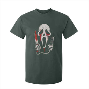 Funny Halloween Scary Face Ghost T Shirt For Kid Horror Slasher Bloody Knife TS11 Dark Forest Green Print Your Wear