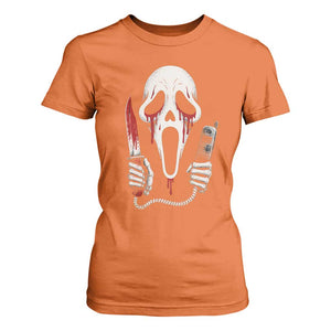 Funny Halloween Scary Face Ghost T Shirt For Women Horror Slasher Bloody Knife TS11 Orange Print Your Wear