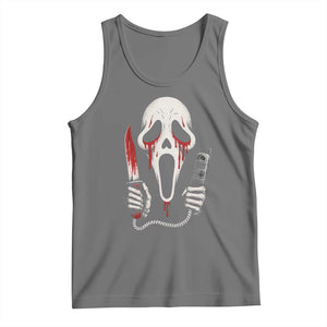 Funny Halloween Scary Face Ghost Tank Top Horror Slasher Bloody Knife TS11 Black Heather Print Your Wear