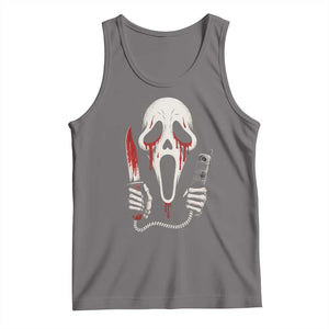 Funny Halloween Scary Face Ghost Tank Top Horror Slasher Bloody Knife TS11 Deep Heather Print Your Wear