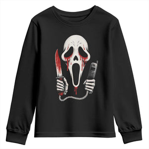 Funny Halloween Scary Face Ghost Youth Sweatshirt Horror Slasher Bloody Knife TS11 Black Print Your Wear