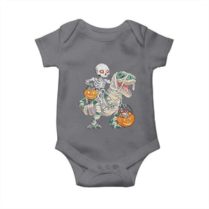 Funny Skeleton Riding Mummy Dinosaur Halloween Baby Onesie TS11 Charcoal Print Your Wear