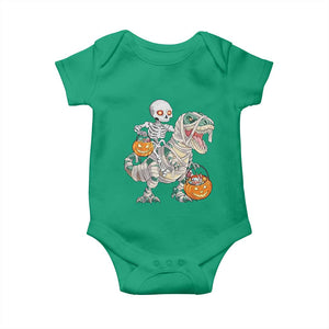 Funny Skeleton Riding Mummy Dinosaur Halloween Baby Onesie TS11 Irish Green Print Your Wear