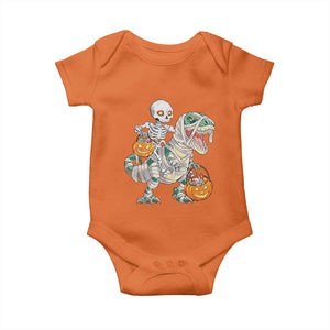 Funny Skeleton Riding Mummy Dinosaur Halloween Baby Onesie TS11 Orange Print Your Wear