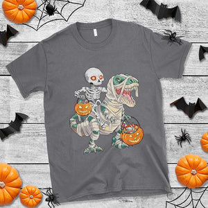 Funny Skeleton Riding Mummy Dinosaur Halloween T Shirt TS11 Charcoal Print Your Wear