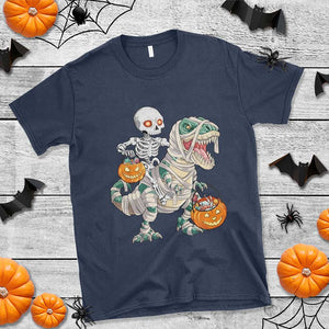 Funny Skeleton Riding Mummy Dinosaur Halloween T Shirt TS11 Navy Print Your Wear