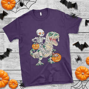 Funny Skeleton Riding Mummy Dinosaur Halloween T Shirt TS11 Purple Print Your Wear