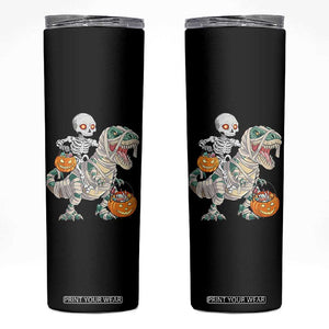 Funny Skeleton Riding Mummy Dinosaur Halloween Skinny Tumbler TS11 Black Print Your Wear