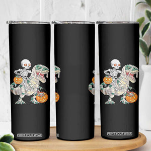 Funny Skeleton Riding Mummy Dinosaur Halloween Skinny Tumbler TS11 Print Your Wear