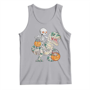 Funny Skeleton Riding Mummy Dinosaur Halloween Tank Top TS11 Athletic Heather Print Your Wear