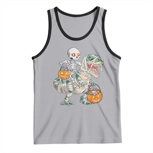 Funny Skeleton Riding Mummy Dinosaur Halloween Tank Top TS11 Athletic Heather Black Print Your Wear